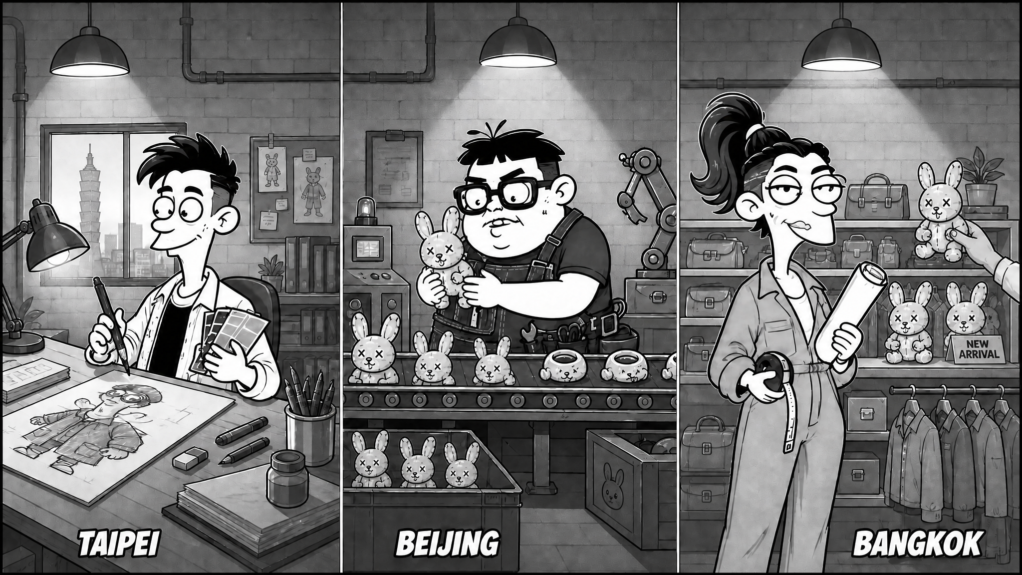 three cities working simultaneously Taipei Beijing Bangkok