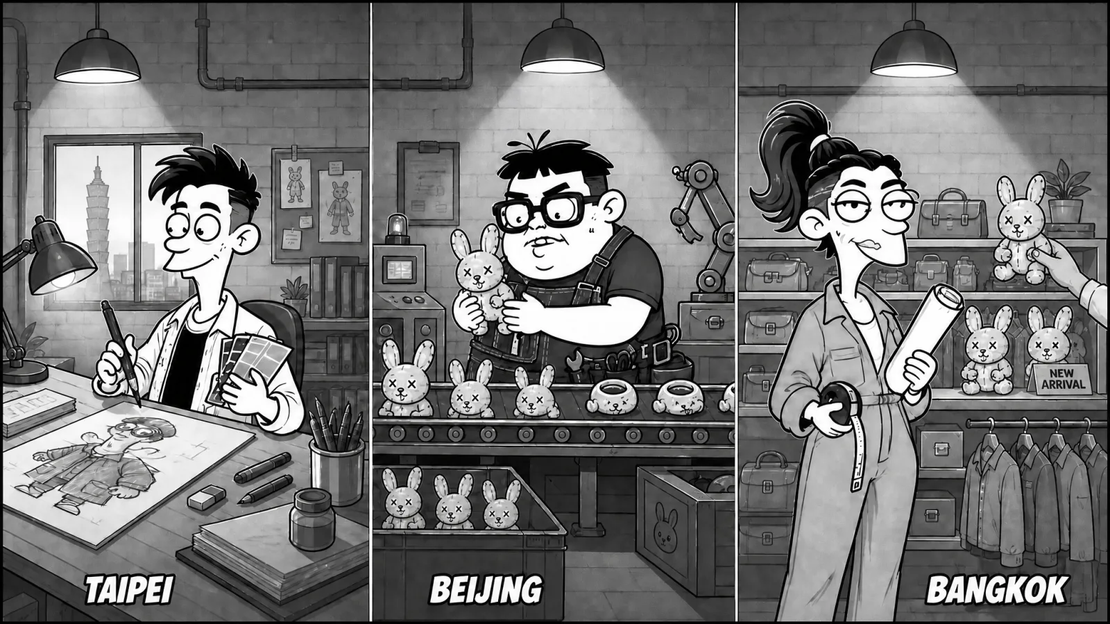 three cities working simultaneously Taipei Beijing Bangkok